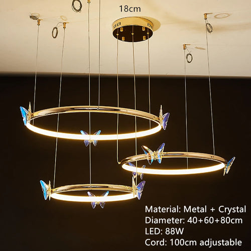 LED-Wandleuchte Kristall Schmetterling Oberfläche Gold - vue 17 sur 19