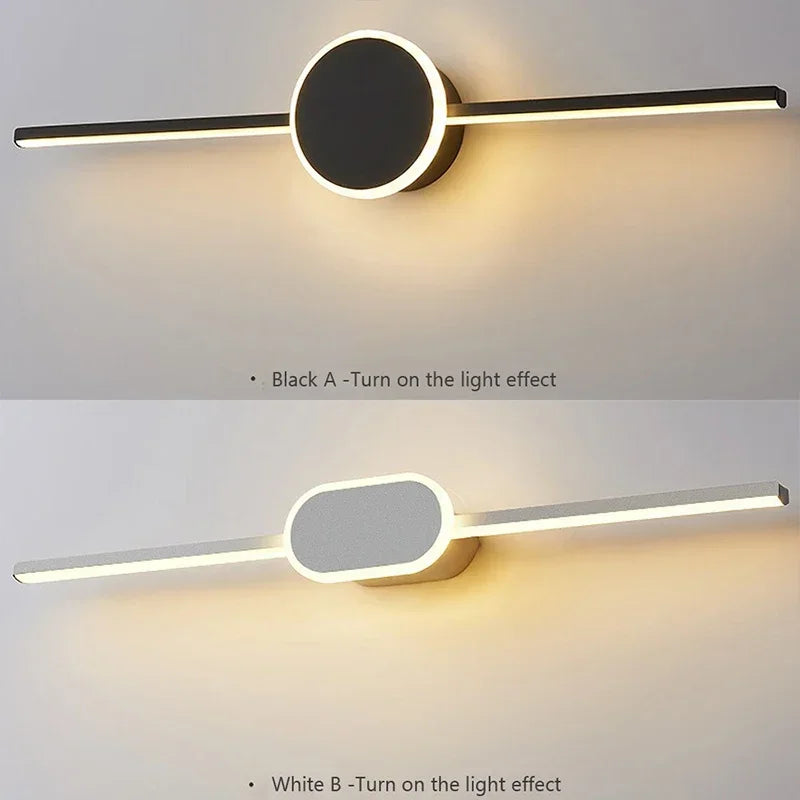 Lampe de applique murale LED moderne 60CM miroir décor longue bande lumineuse ronde base carrée ou appliques murales toilette douche hôtel éclairage lustre - vue 6 sur 10