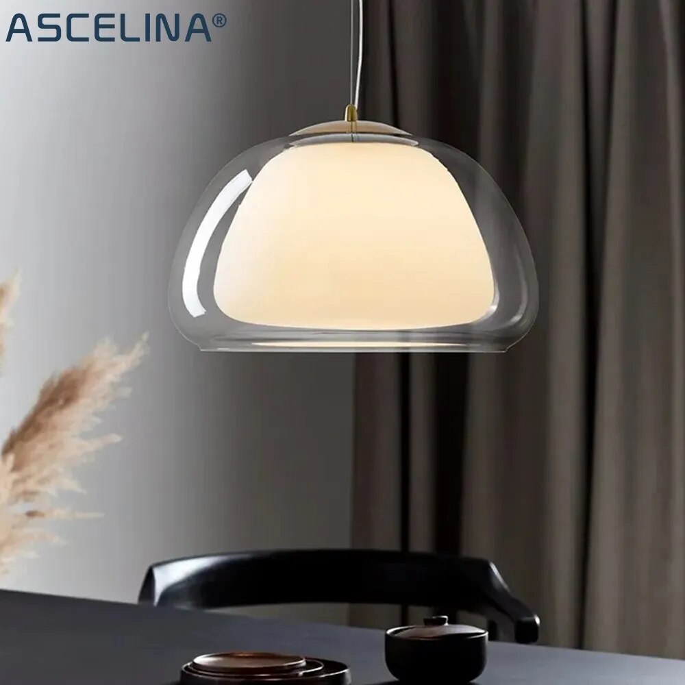 lustre verre moderne luxe décor maison luminaire - vue 2 sur 18