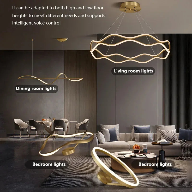 suspension moderne à led pour décoration intérieure élégante et luxueuse - vue 6 sur 18