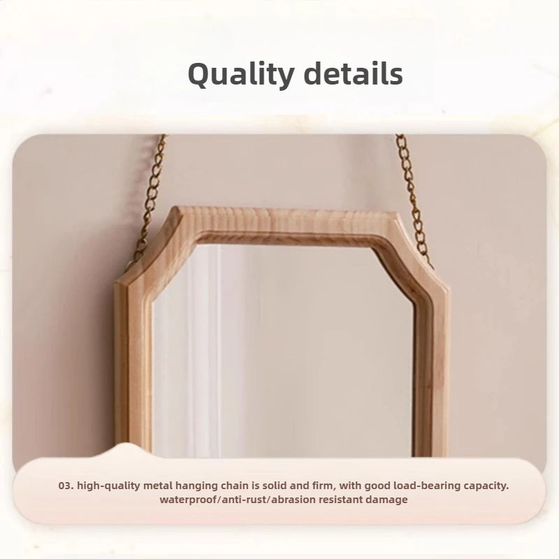 miroir vintage en bois massif pour maquillage étanche et antirouille - vue 7 sur 15