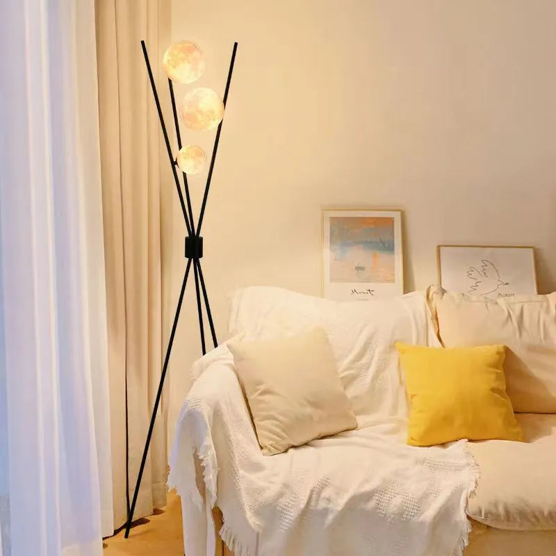 Lune Lampadaire Designer LED 3D Boule Salon Canapé Chambre Art Décoration Station Lampe Nordique Trépied Luminaires D'intérieur - vue 4 sur 8