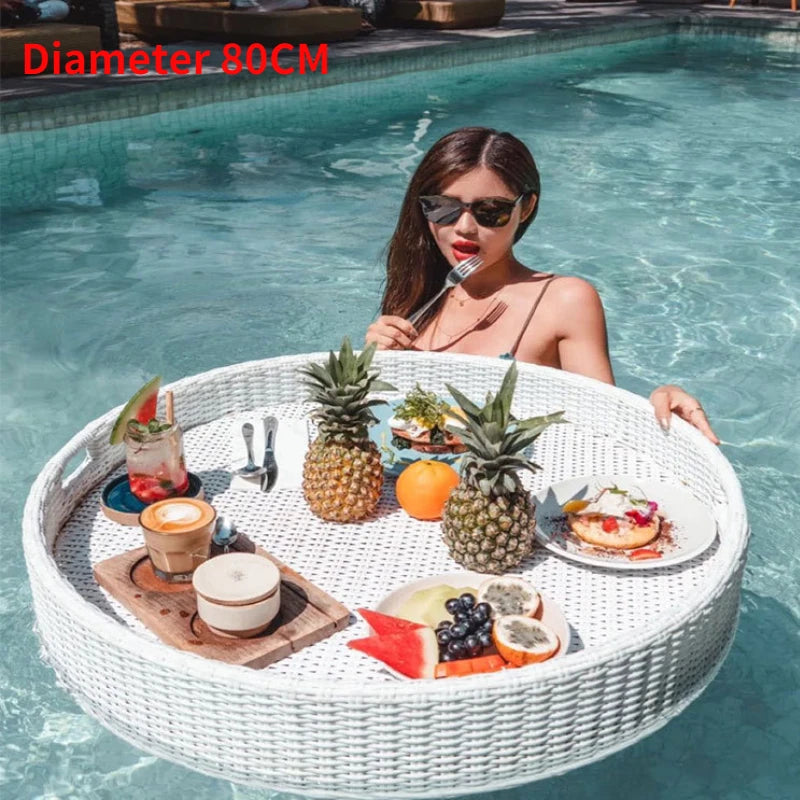 plateau en rotin nordique pour fruits et boissons de piscine - vue 10 sur 22