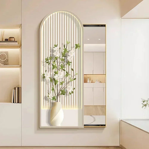 miroir carré nordique décoratif avec cadre floral esthétique - vue 3 sur 9