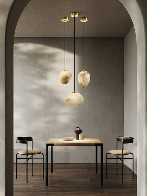 lustre suspendu en marbre géométrique design moderne pour intérieur