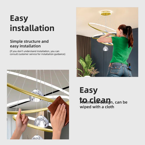 lustre moderne en cristal avec éclairage à led - vue 6 sur 15