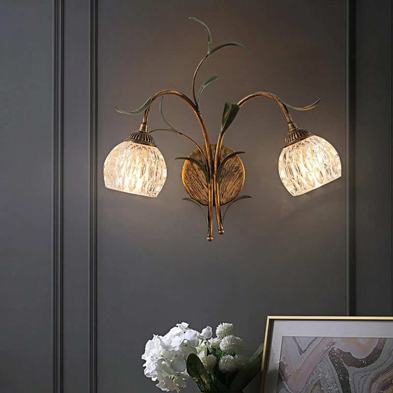 Applique murale style rétro bronze fleur - vue 3 sur 8