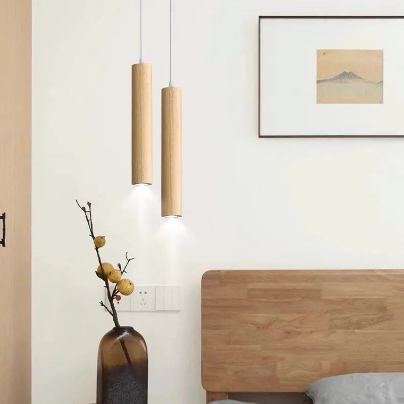 Suspension LED grain de bois design nordique moderne - vue 6 sur 10