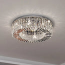 Moderner Kronleuchter rund aus Kristall und Chrom mit nordischem LED-Design