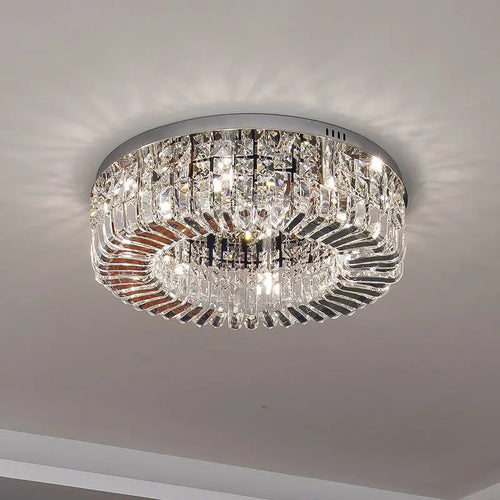 Moderner Kronleuchter rund aus Kristall und Chrom mit nordischem LED-Design - vue 4 sur 8
