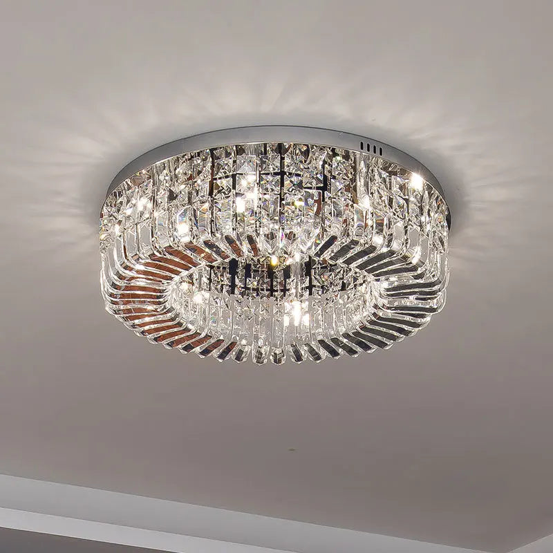 Moderner Kronleuchter rund aus Kristall und Chrom mit nordischem LED-Design - vue 4 sur 8