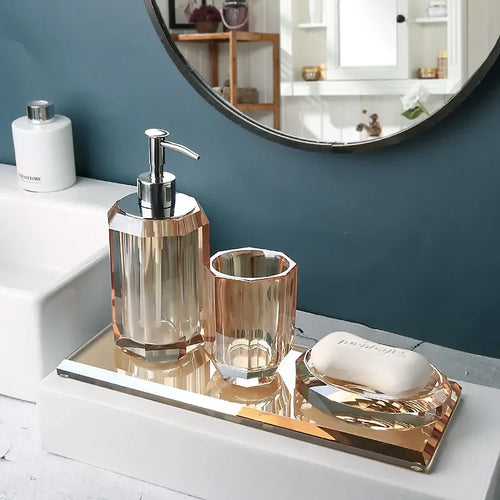 distributeur de savon en verre luxe pour salle de bain