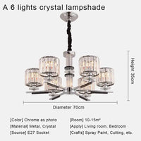 lustre en cristal luxe nordique éclairage métal chromé verre transparent