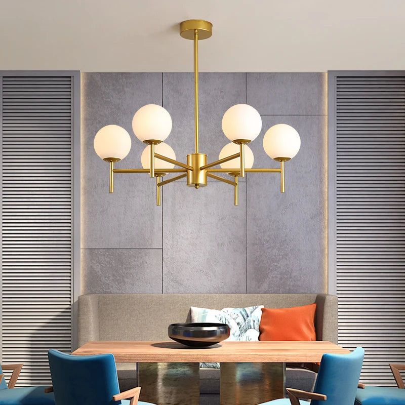 lustre led moderne médiéval avec boule de verre haricot magique