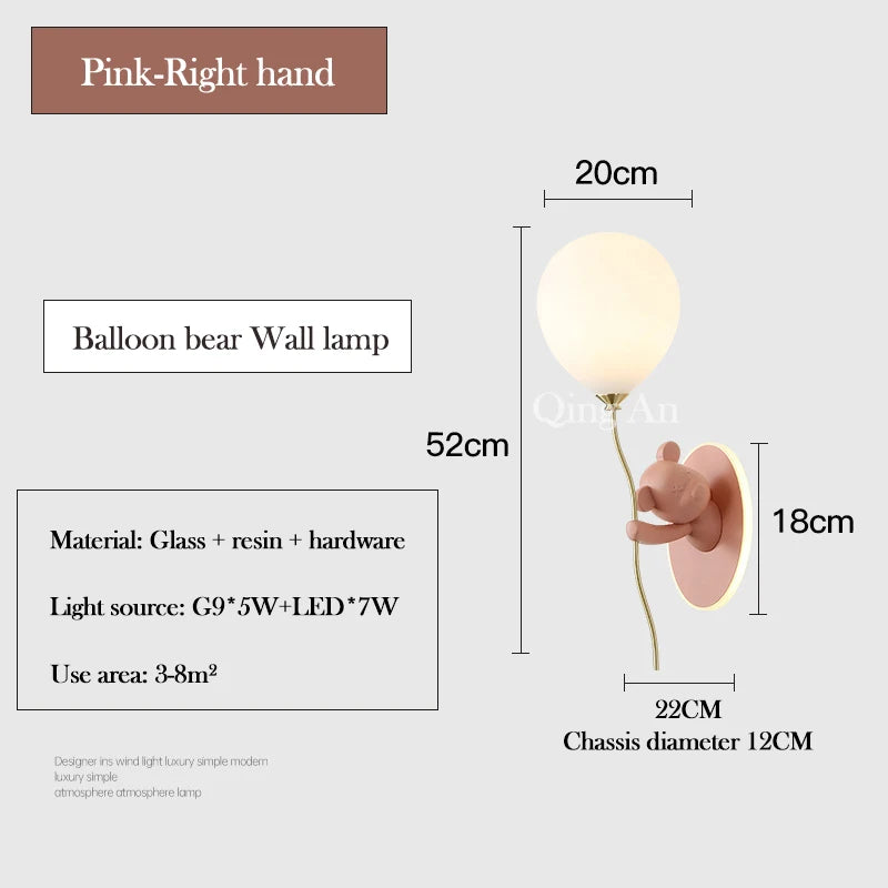 applique murale ours en ballon pour chambre d'enfant
