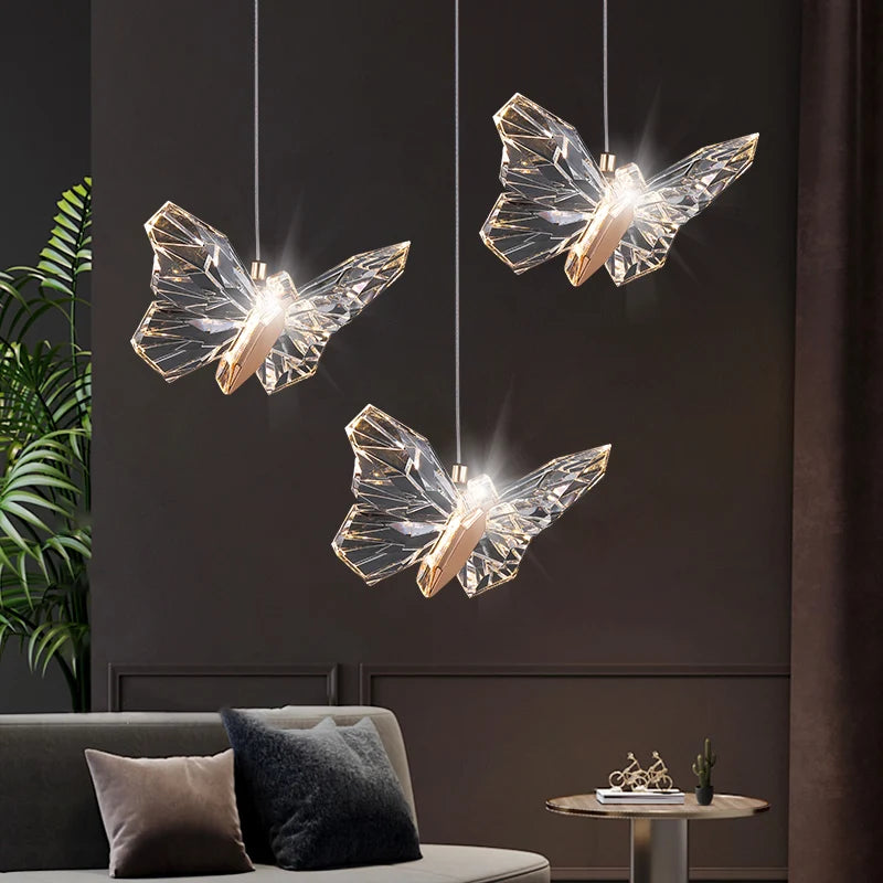 Suspension LED papillon design nordique moderne décoratif d'intérieur - vue 3 sur 11