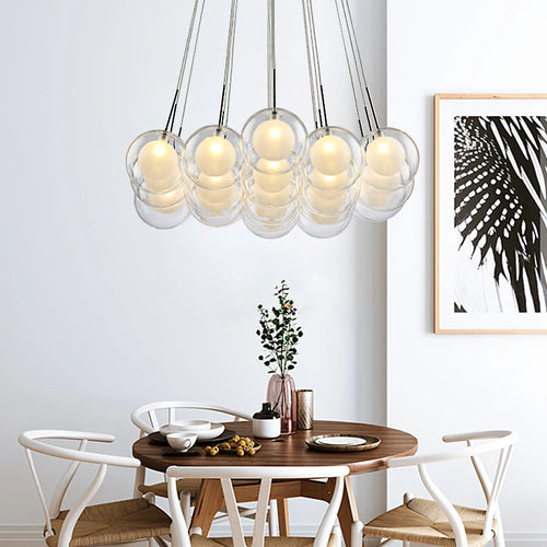 Boule de verre LED moderne en boule plafond lustre nordique salon salle à manger chambre décor à la maison suspension lampe de restaurant
