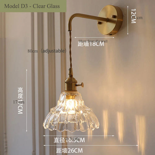 applique murale vintage en verre avec douille en laiton - vue 11 sur 21