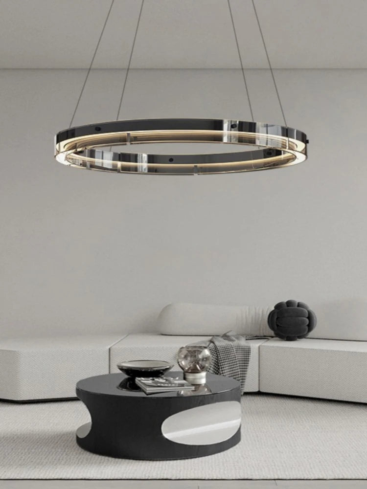 suspension circulaire en verre design moderne et minimaliste - vue 3 sur 11