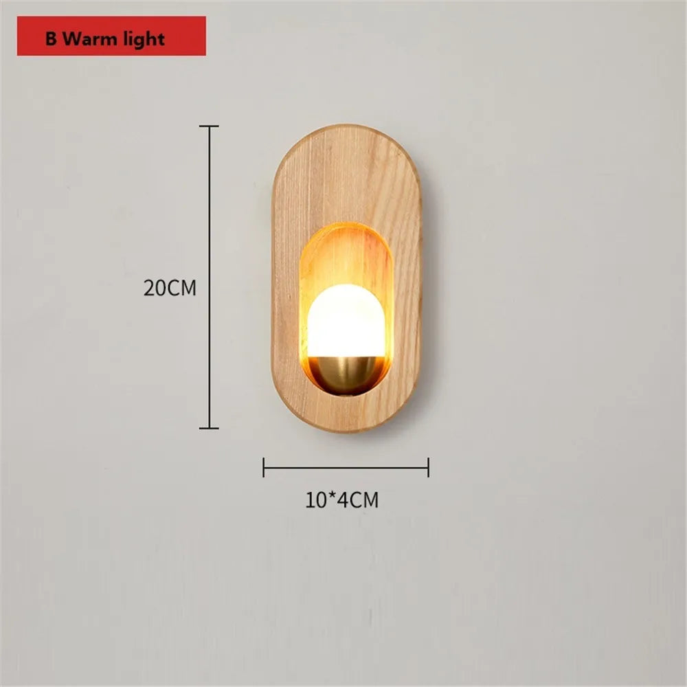 Moderne nordische Wandleuchte aus Holz mit dekorativer LED - vue 8 sur 10