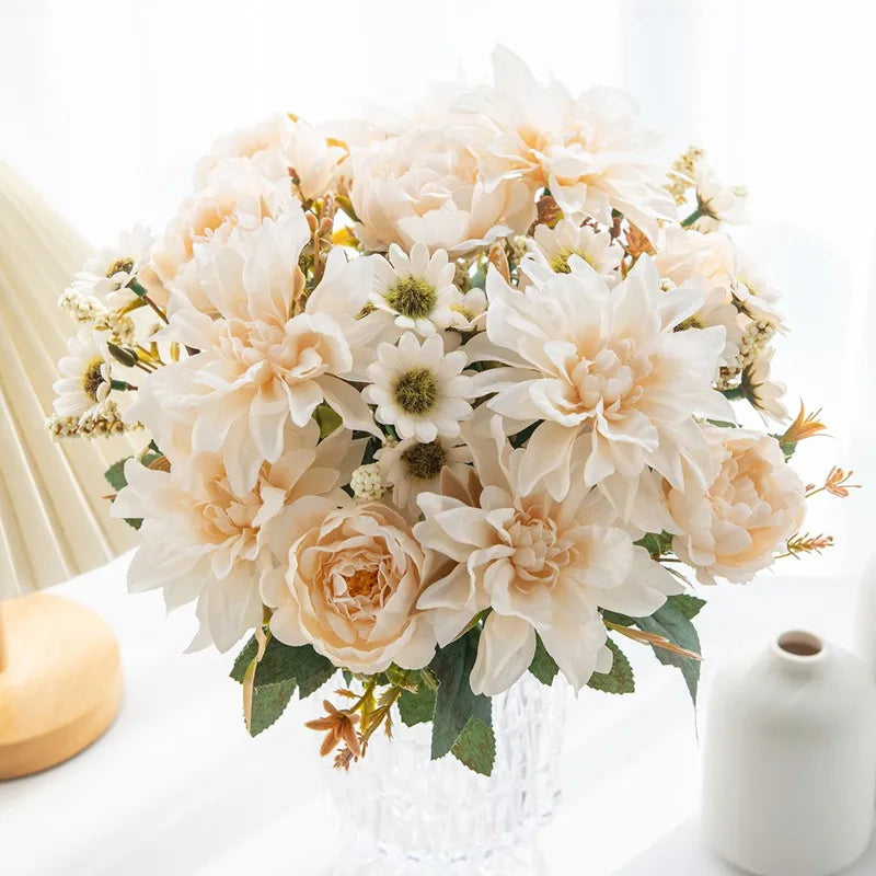 fleur artificielle dahlia rose marguerite pour décoration fête mariage - vue 3 sur 13