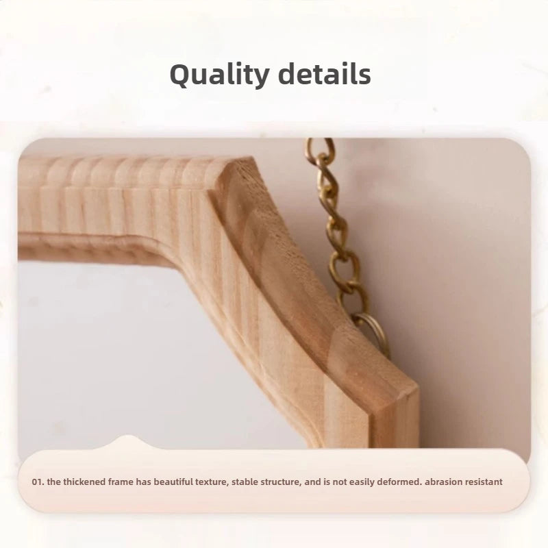 miroir vintage en bois massif miroir maquillage étanche mural antirouille - vue 5 sur 15