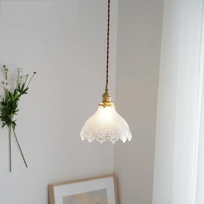 suspension vintage nordique en verre et laiton décorative