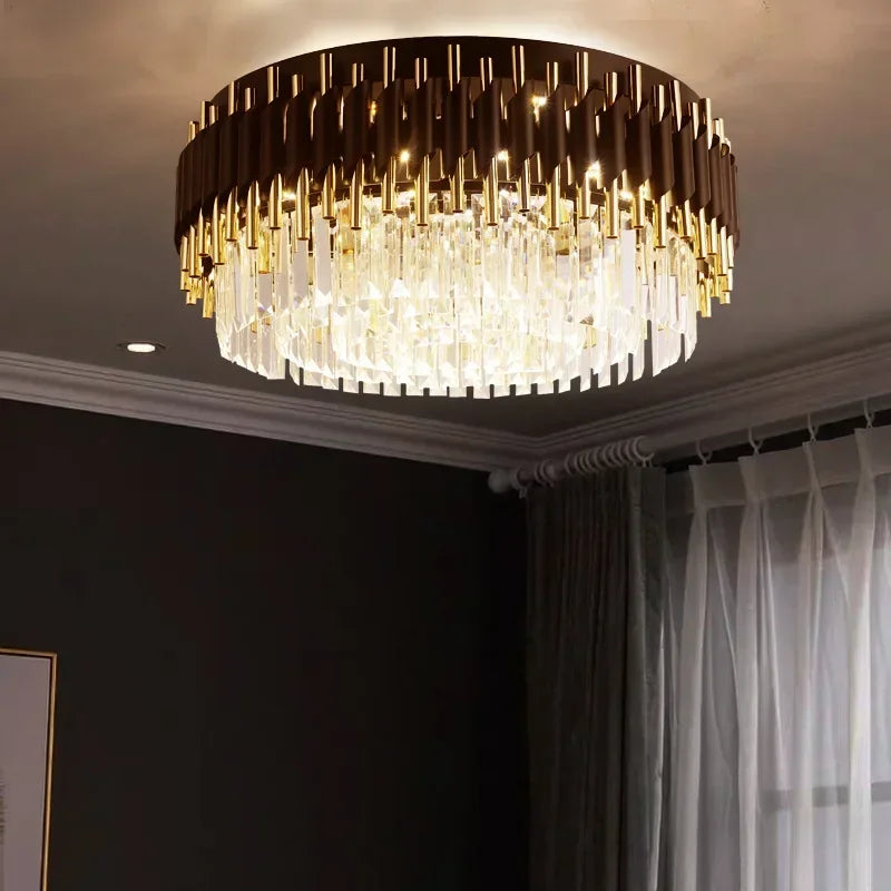 plafonnier led suspendu en cristal design nordique décoratif - vue 4 sur 12