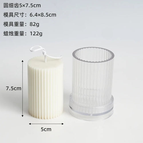 moule cylindrique à rayures pour fabrication de bougies en acrylique