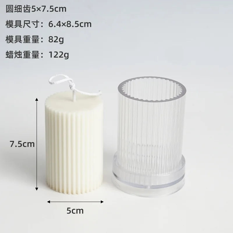 moule cylindrique à rayures pour fabrication de bougies en acrylique