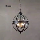 Retro-Kronleuchter aus Eisen und glänzendem Glas in Kugelform