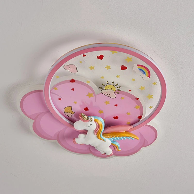 plafonnier licorne led pour fille avec télécommande optionnelle - vue 6 sur 8