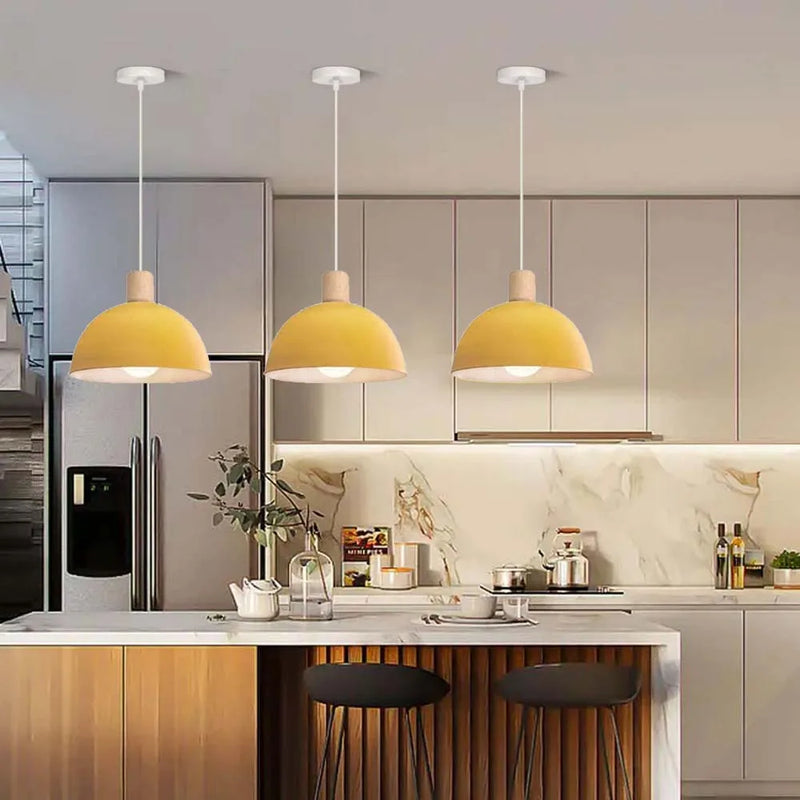 lustre nordique led en bois pour décoration maison