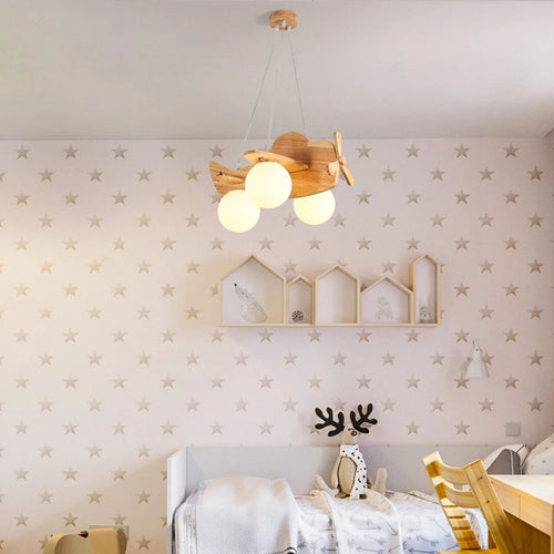 Kronleuchter aus Holz für das Kinderzimmer dekorative Pendelleuchte - vue 6 sur 15