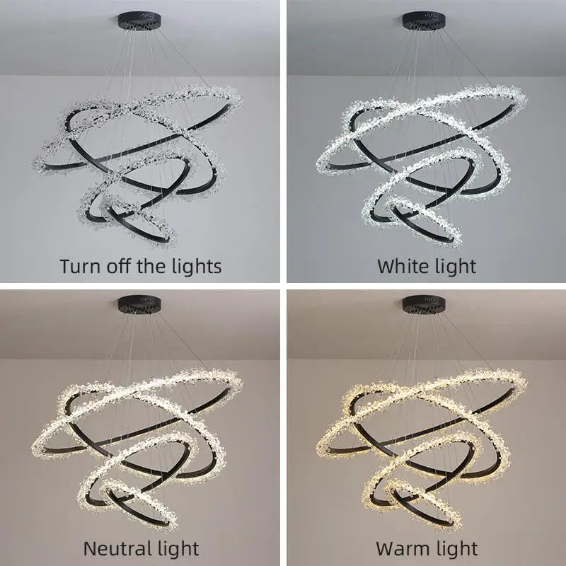 lustre moderne en cristal de luxe suspension décorative - vue 4 sur 16