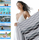 Serviette de plage motif vagues abstraites légère absorbante