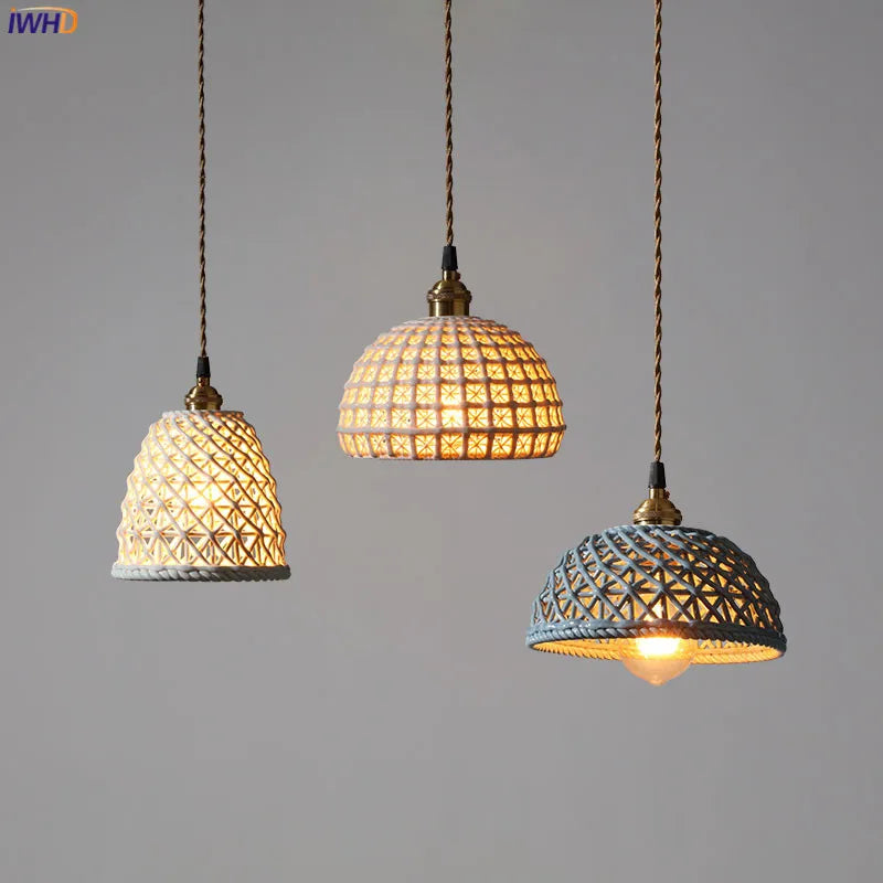 suspension LED blanc en céramique luminaires maison éclairage intérieur chambre salon à côté nordique moderne cuivre suspension lampe