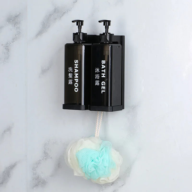 distributeur de shampoing et gel douche avec support mural - vue 5 sur 14