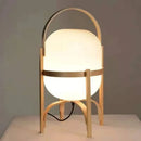 lampe de table nordique portable en verre avec panier en bois