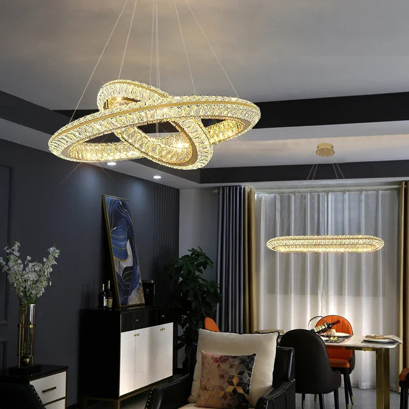 lustre de luxe en cristal led pour hôtel et bar - vue 6 sur 16
