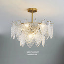 lustre moderne en verre 2023 feuilles gouttelette éclairage suspendu