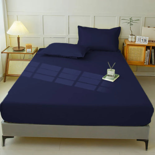 Waterproof Fitted Sheet Bedding Cover Bed Cloth Solid Color Mattress ,Soft Breathable Noiseless Bed Cover Deep Pocket Large size - vue 15 sur 14
