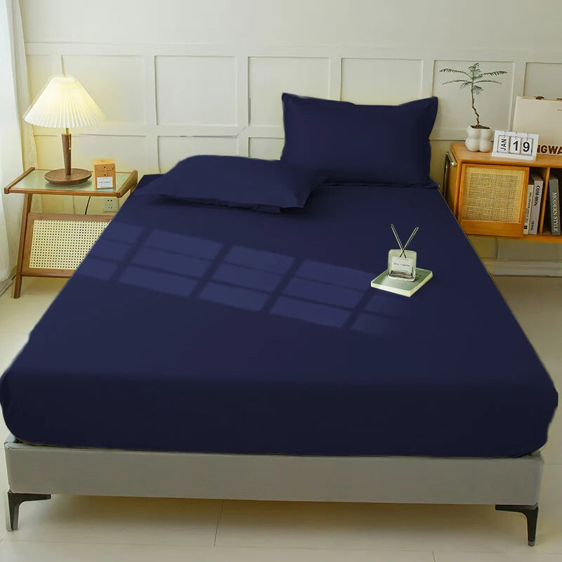 Waterproof Fitted Sheet Bedding Cover Bed Cloth Solid Color Mattress ,Soft Breathable Noiseless Bed Cover Deep Pocket Large size - vue 14 sur 14