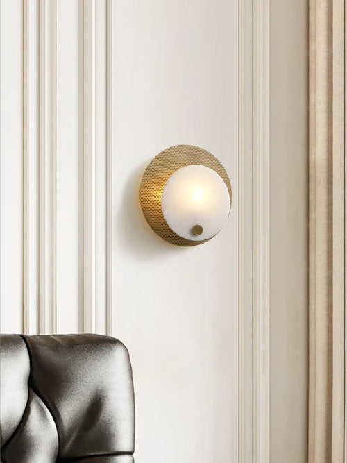 applique minimaliste en marbre et cuivre avec led