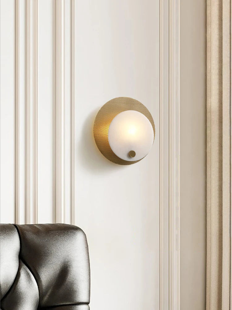 applique minimaliste en marbre et cuivre avec led - vue 3 sur 10