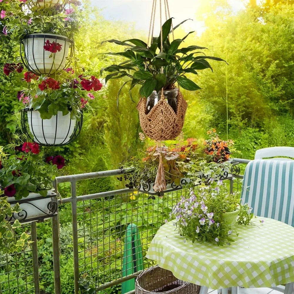 panier suspendu en macramé pour plantes décoratives - vue 4 sur 7