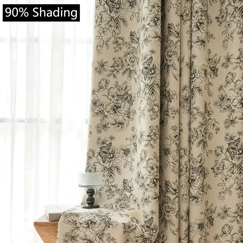 Rideau occultant imprimé style europeen pour chambre salon