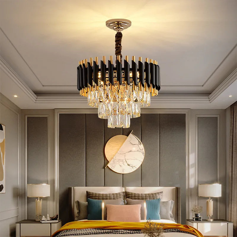 lustre moderne de luxe en cristal k9 led suspendu