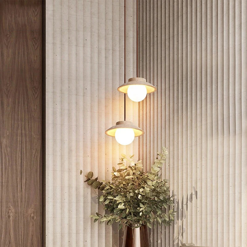 Suspension LED style nordique en pierre pour décoration maison - vue 4 sur 6