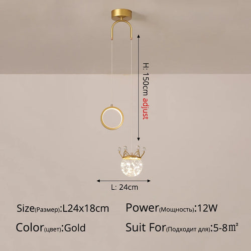 Moderner nordischer LED-Kronleuchter Mond minimalistisch für stilvolle Wohnräume - vue 12 sur 13
